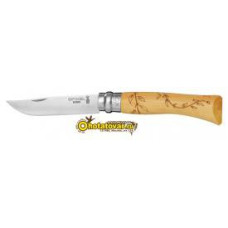 Нож охотничий Opinel Inox Nature 7VRI (гравировка листья)