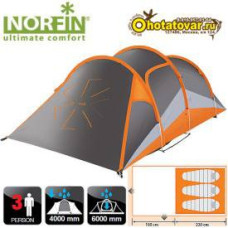 Легкая 3-х местная палатка для активного туризма Norfin Sport Helin 3 (дуги из алюминия)