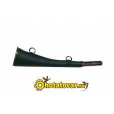 Горн охотничий (кожаная отделка) 25 см, плоский, цвет тёмно-зелёный