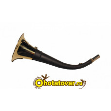 Горн охотничий (кожаная отделка) 30 см, круглый, цвет тёмно-коричневый