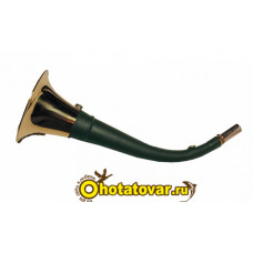 Горн охотничий (кожаная отделка) 40 см, круглый, цвет тёмно-зелёный