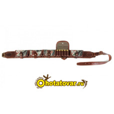 Патронташ, закрытый из натуральной кожи с клапанами из синтетической ткани на 25 патронов Vektor