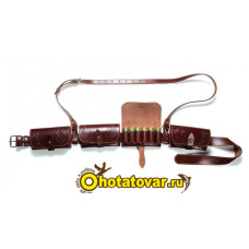 Патронташ из натуральной кожи со съемными подсумками и дополнительным поддерживающим ремнем Vektor